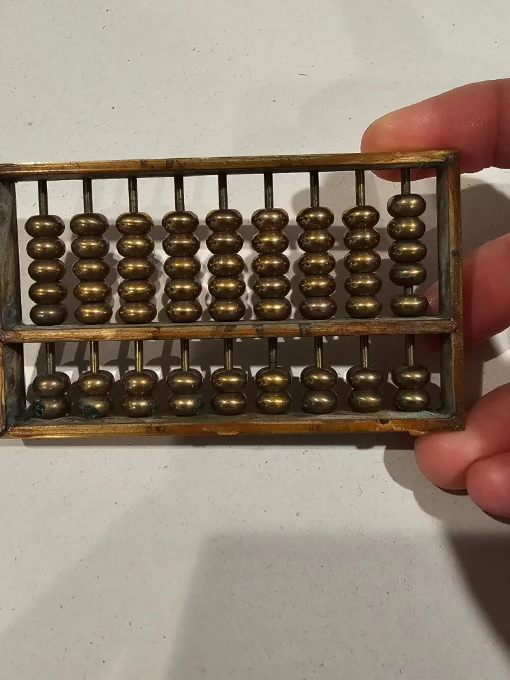Vintage Brass Miniature Chinese Abacus Paperweight Mid Century Desktop Calculato